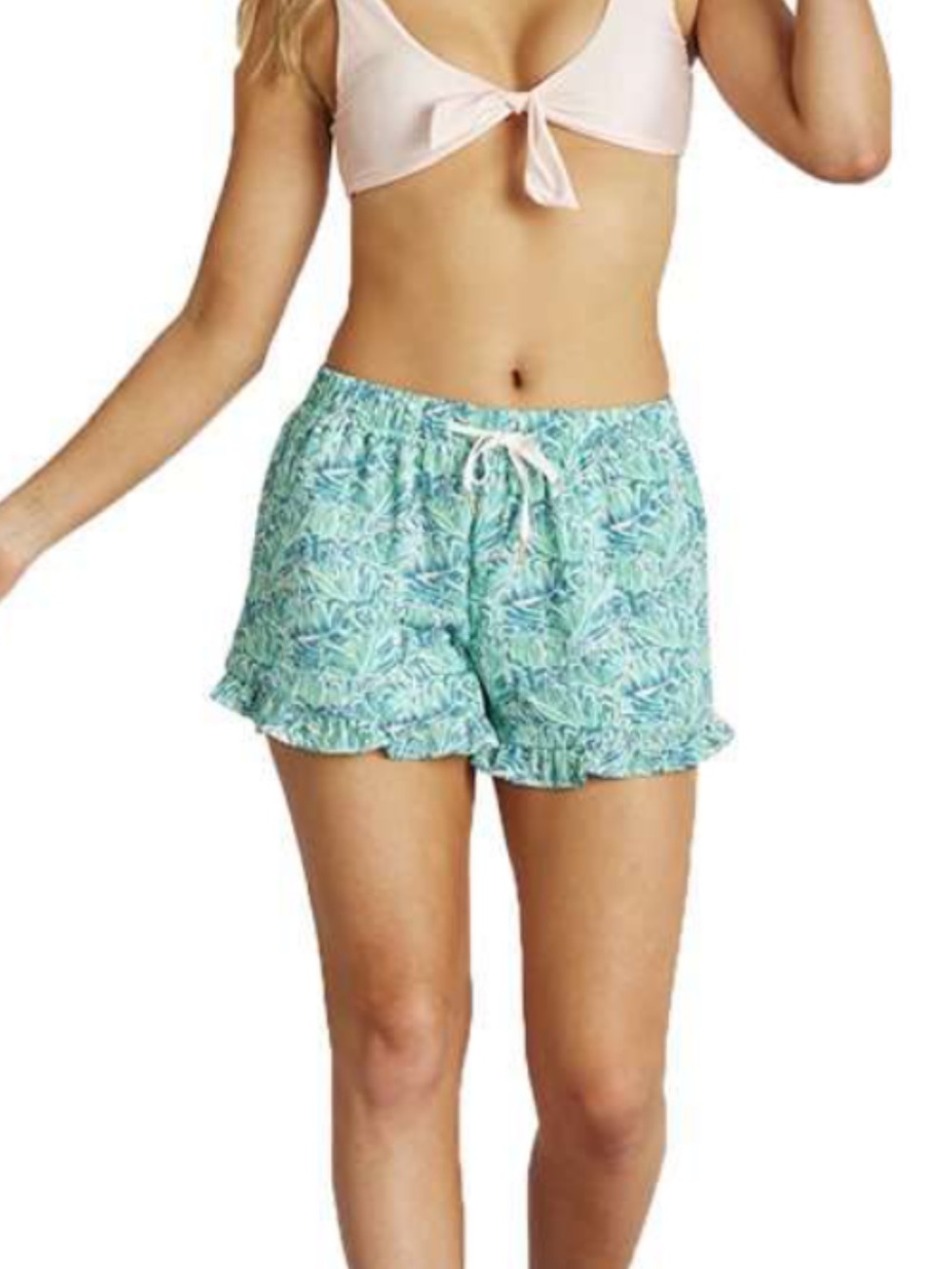 LAUREN JAMES WOMENS MALIBU PRINTED GREEN PREPPY SHORTS MEDIUM